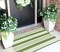 Green and White Front Door Mat Outdoor Rug 24'' x 35'' Striped Layered Door Mats Hand-Woven Washable Entryway Rug Indoor/Outdoor Small Area Rug for Front Porch/Laundry Room/Bathroom